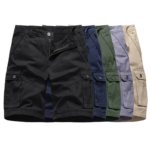 

Men's Chic Modern Casual / Sporty Chinos Shorts Zipper Multiple Pockets Knee Length Pants Casual Leisure Sports Micro-elastic Plain Patchwork Comfort Breathable Mid Waist Gray Army Green Khaki Deep