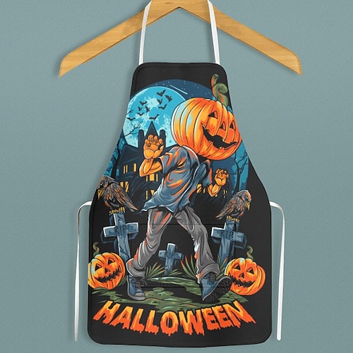 

Halloween Horror Apron Cooking Apron, BBQ Apron, Waterproof Apron with Adjustable Neck Strap, Gardening, Party Baking