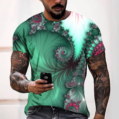 

Men's T shirt Tee Tee Graphic Round Neck Green Blue Yellow Red Short Sleeve 3D Print Casual Daily 3D Print Tops Fashion Cool Designer Comfortable / Summer / Summer