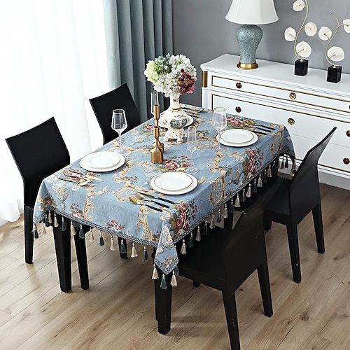 

European Style Jacquard Tablecloth Rectangle Tablecloth Waterproof,Oil-Proof,Anti-Scalding for Kitchen Dining,Party,Holiday,Christmas,Buffet