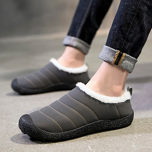 

Men's Unisex Slippers & Flip-Flops Comfort Shoes Warm Slippers Fleece Slippers Fleece lined Casual Home Daily Chiffon Black Dark Blue Gray Winter Fall