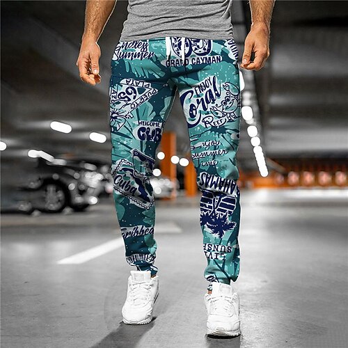 

Men's Sweatpants Joggers Trousers Drawstring Side Pockets Elastic Waist Letter Graphic Prints Comfort Breathable Sports Outdoor Casual Daily Streetwear Stylish Blue Camouflage Micro-elastic