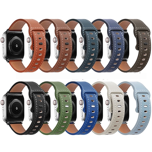

1pc Smart Watch Band Compatible with Apple iWatch 38/40/41mm 42/44/45mm Genuine Leather Adjustable Breathable Quick Release Leather Loop for iWatch Smartwatch Strap Wristband for Series 7 / SE