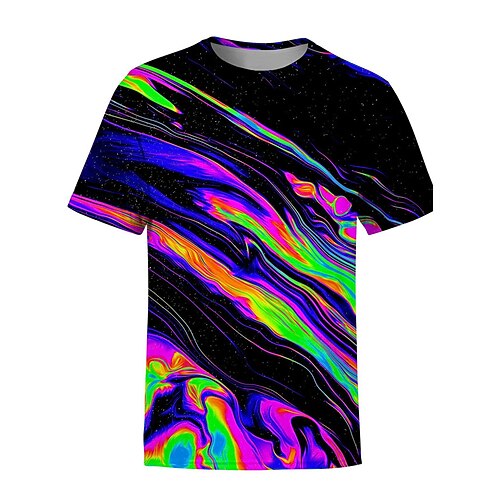 

Men's Unisex T shirt Tee 3D Print Graphic Prints Crew Neck Street Daily Print Short Sleeve Tops Lightweight Casual Big and Tall Sports Rainbow / Summer