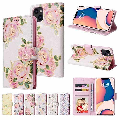 

Phone Case For Apple Wallet Card iPhone 14 Pro Max iPhone 14 Pro iPhone 14 iPhone 13 Pro Max 12 11 SE 2022 X XR XS Max 8 7 iPhone 14 Max with Stand Anti-theft Card Holder Slots Graphic TPU PU Leather