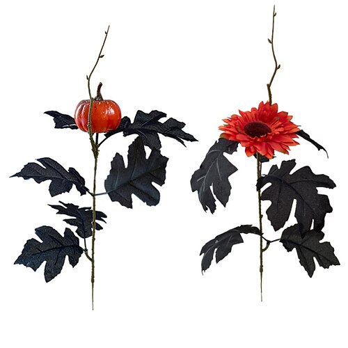 

3pc Halloween Small Single Decoration Black Series Pumpkin Sunflower Simulation Halloween Decorationn