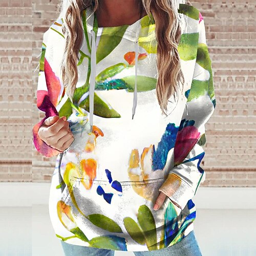 

Women's Hoodie Sweatshirt Retro White Graphic Sports Long Sleeve 3XL