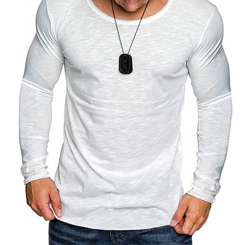 

Homens Camiseta Camisa de manga longa Tecido Gola Redonda Rua Feriado Manga Longa Roupa Moda Casual Confortável