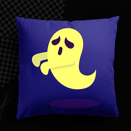 

Halloween UV Reactive Cushion Cover 1PC Soft Decorative Ghost Square Throw Pillow Cover Cushion Case Pillowcase for Bedroom Livingroom Superior Quality Machine Washable Indoor Cushion for Sofa Couch Bed Chair