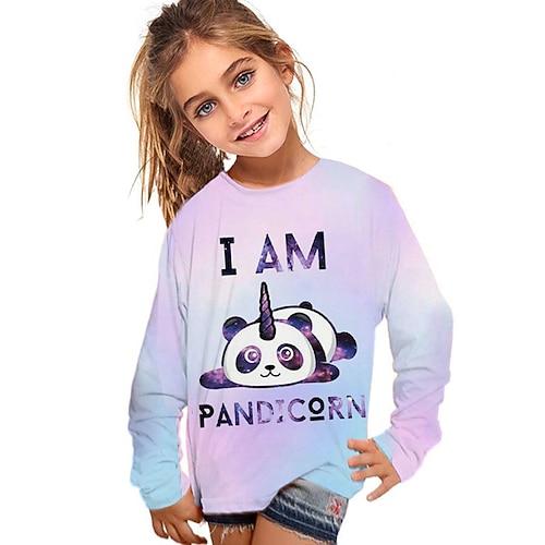 

Kids Girls' T shirt Animal Outdoor 3D Print Long Sleeve Active 3-12 Years Winter Blue