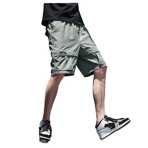 

Men's Chinos Shorts Pants Patchwork Multi Pocket Elastic Drawstring Design Color Block Letter Solid Colored Comfort Breathable Knee Length Casual Daily Chic Modern Casual / Sporty Black Army Green