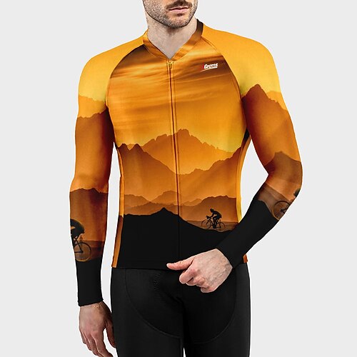 

Men's Cycling Jersey Long Sleeve Winter Bike Jersey Top with 3 Rear Pockets Mountain Bike MTB Road Bike Cycling Quick Dry Breathability Soft Back Pocket Green Yellow Royal Blue Novelty Polyester