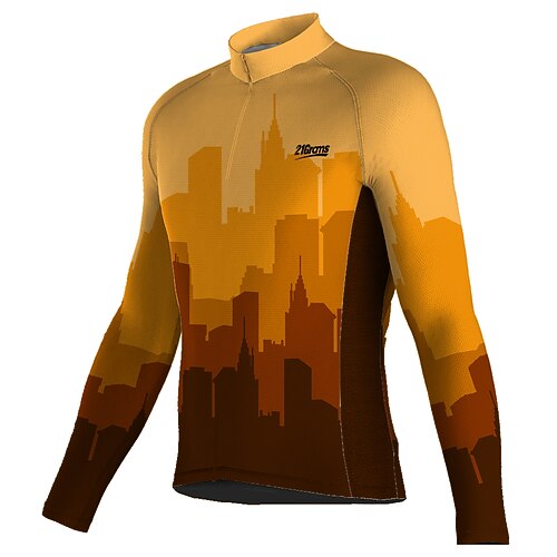 

21Grams Men's Cycling Jersey Long Sleeve Bike Top with 3 Rear Pockets Mountain Bike MTB Road Bike Cycling Breathable Quick Dry Moisture Wicking Reflective Strips Orange Graphic Polyester Spandex