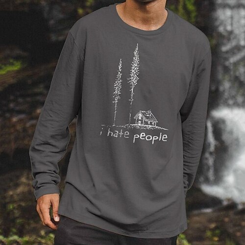 

Men's Unisex T shirt Tee Tree Graphic Prints Crew Neck Dark Gray Long Sleeve 3D Print Outdoor Street Print Tops Basic Sports Casual Classic
