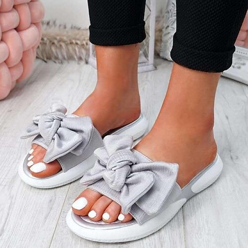 

Per donna Pantofole Taglie forti Pantofole da esterno Giornaliero Estate Fiocco Piatto Occhio di pernice Informale Dolce Poliestere Mocassino Tinta unita Nero Bianco Giallo