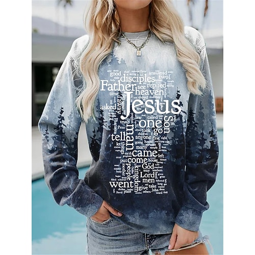 

Women's Sweatshirt Pullover Tie Dye Text Print Daily Sports 3D Print Active Streetwear Hoodies Sweatshirts Blue Gray