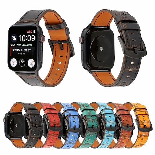 

1pc Smart Watch Band Compatible with Apple iWatch 38/40/41mm 42/44/45mm Genuine Leather Adjustable Shockproof Leather Loop for iWatch Smartwatch Strap Wristband for Series 7 / SE / 6/5/4/3/2/1