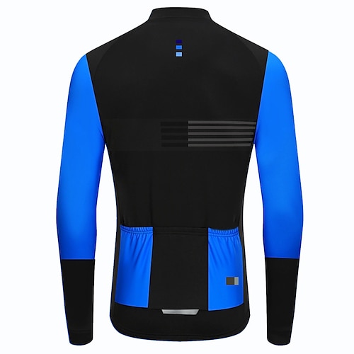 

21Grams Men's Cycling Jersey Long Sleeve Bike Top with 3 Rear Pockets Mountain Bike MTB Road Bike Cycling Breathable Quick Dry Moisture Wicking Reflective Strips Red Blue Color Block Polyester Spandex