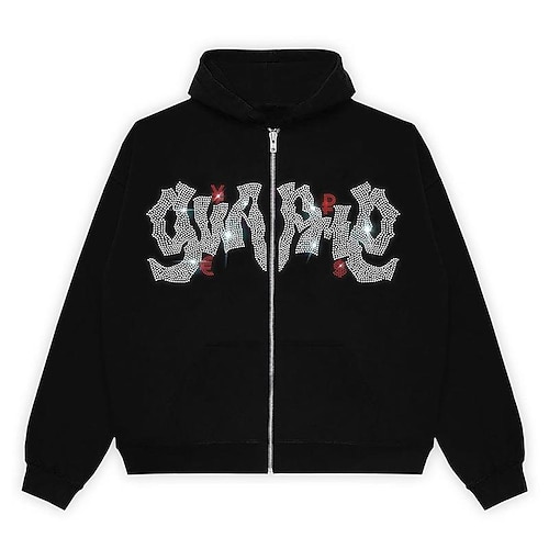 

Women's Casual Jacket Windproof Warm Outdoor Street Daily Vacation Zipper Full Zip Zipper Hoodie Modern Street Style Letter Regular Fit Outerwear Long Sleeve Winter Fall Black S M L XL