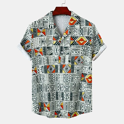 

Men's Shirt Graphic Turndown Casual Daily Short Sleeve Tops Tropical Rainbow
