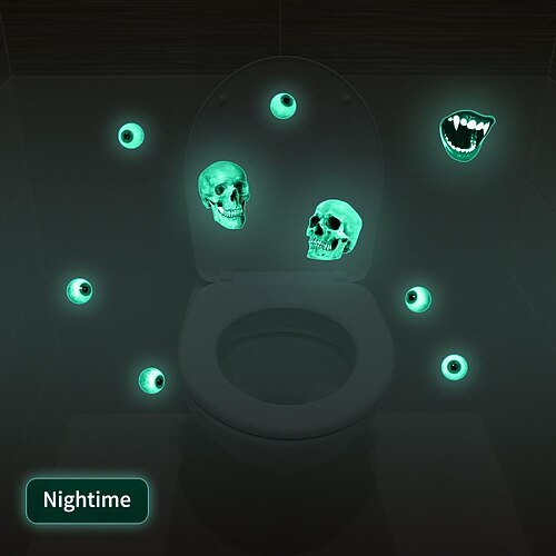 

Toilet Sticker Eyeball Luminous Sticker Halloween Series Skull Horror Living Room Decoration Wall