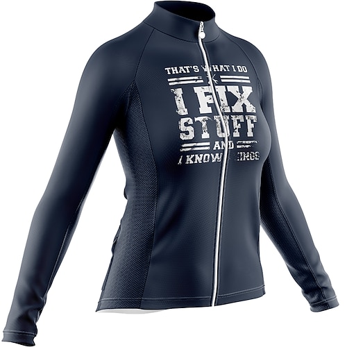 

Women's Cycling Jersey Long Sleeve Bike Jersey with 3 Rear Pockets Mountain Bike MTB Road Bike Cycling Cycling Breathable Ultraviolet Resistant Quick Dry Black Dark Navy Polyester Sports Clothing