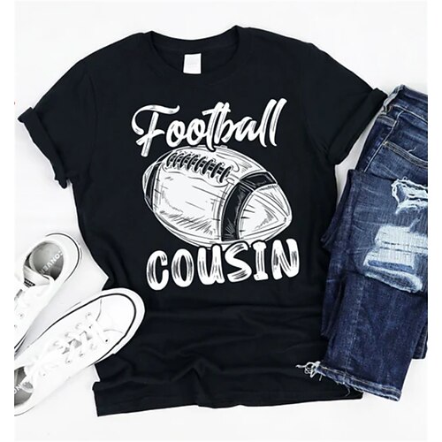 

Women's T shirt Tee Text Baseball Casual Weekend Painting T shirt Tee Short Sleeve Print Round Neck Basic Black Navy Blue S