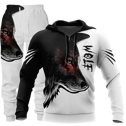

Men's Tracksuit Sweatsuit 2 Piece Athletic Long Sleeve Thermal Warm Breathable Moisture Wicking Fitness Running Jogging Sportswear Activewear Dark Grey fluorescent white BlackLight Grey / Hoodie