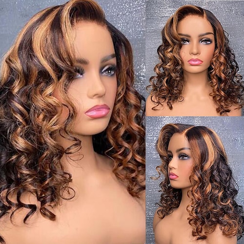 

Remy Human Hair 13x4 Lace Front Wig Free Part Brazilian Hair Wavy Loose Wave Multi-color Wig 130% 150% Density with Baby Hair Highlighted / Balayage Hair Natural Hairline 100% Virgin Pre-Plucked For