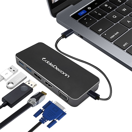 

USB 3.0 USB C Hubs 5 Ports High Speed USB Hub with VGA HDMI PD 3.0 Power Delivery For Laptop Smartphone MacBook