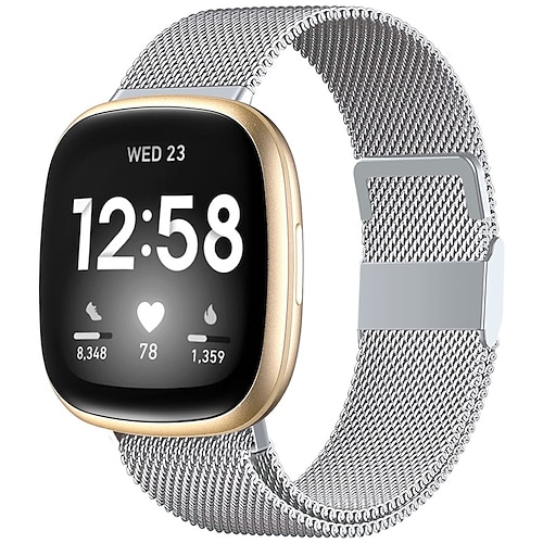 

Smart Watch Band Compatible with Fitbit Versa 4 / Sense 2 / Versa 3 / Sense Stainless Steel Smartwatch Strap Breathable Shockproof Metal Band Replacement Wristband
