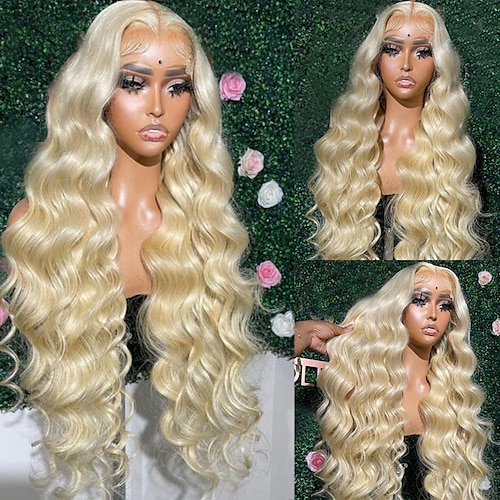 

Remy Human Hair 13x4 Lace Front Wig Free Part Brazilian Hair Deep Wave Blonde Wig 130% 150% Density with Baby Hair Glueless Pre-Plucked For Women wigs for black women Long Human Hair Lace Wig