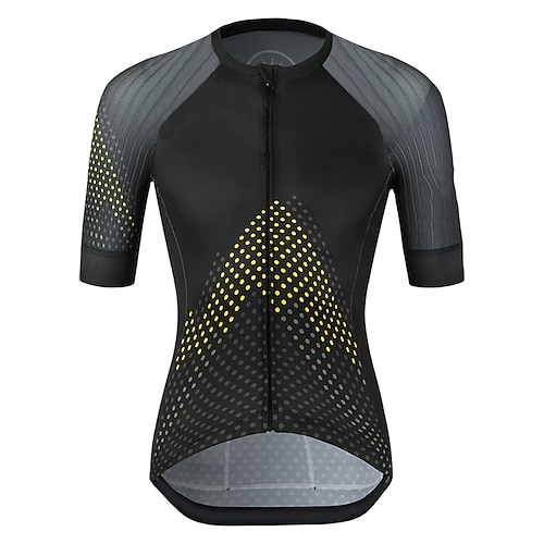 

21Grams Men's Cycling Jersey Short Sleeve Bike Top with 3 Rear Pockets Mountain Bike MTB Road Bike Cycling Breathable Quick Dry Moisture Wicking Reflective Strips Black Polka Dot Polyester Spandex