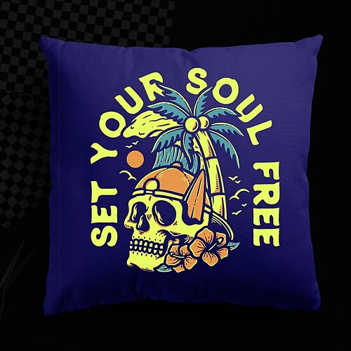 

Halloween UV Reactive Cushion Cover 1PC Soft Decorative Skull Ghost Square Throw Pillow Cover Cushion Case Pillowcase for Bedroom Livingroom Superior Quality Machine Washable Indoor Cushion for Sofa Couch Bed Chair