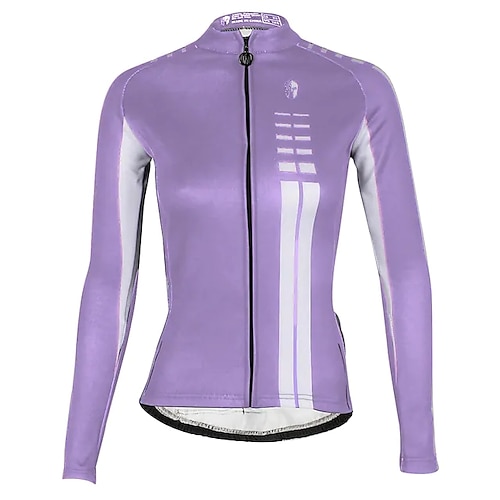 

Women's Cycling Jersey Long Sleeve Bike Top with 3 Rear Pockets Mountain Bike MTB Road Bike Cycling Reflective Strips Back Pocket Reflective Trim / Fluorescence Wicking White Purple Sports Clothing
