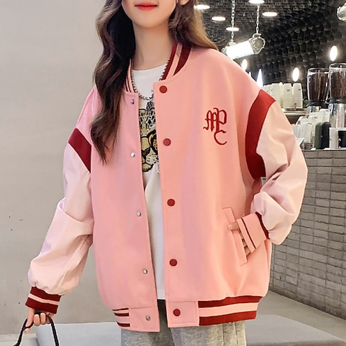 

Kids Girls' Jacket Outerwear Plain Long Sleeve Coat Vacation Cotton Active Pink Winter Fall 4-13 Years