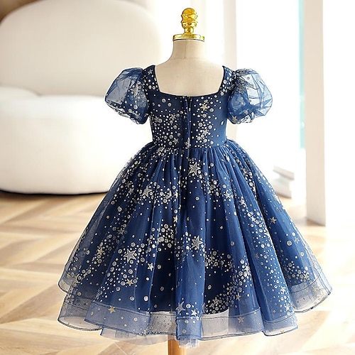 

Kids Little Girls' Dress Graphic A Line Dress Vacation Blue Asymmetrical Short Sleeve Princess Sweet Dresses Spring Summer Regular Fit 3-10 Years