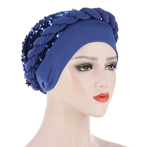 

8 Colors Beanie CapSequins Twist Braid African Headtie Nigerian Wedding Muslim Turban Cap Arab India Women Wrap Head African Clothing Accessories