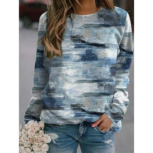 

Women's Sweatshirt Pullover Cat Tie Dye 3D 3D Print Daily Sports 3D Print Active Streetwear Hoodies Sweatshirts Blue Yellow