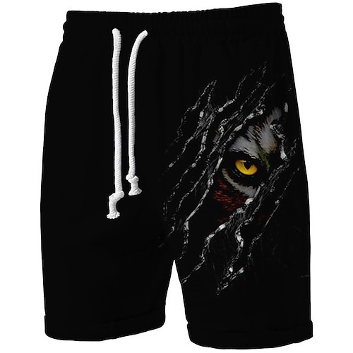 

Men's Sweat Shorts Beach Shorts Terry Shorts Drawstring Elastic Waist 3D Print Graphic Animal Breathable Soft Short Casual Daily Holiday Cotton Blend Sports Designer Black Micro-elastic