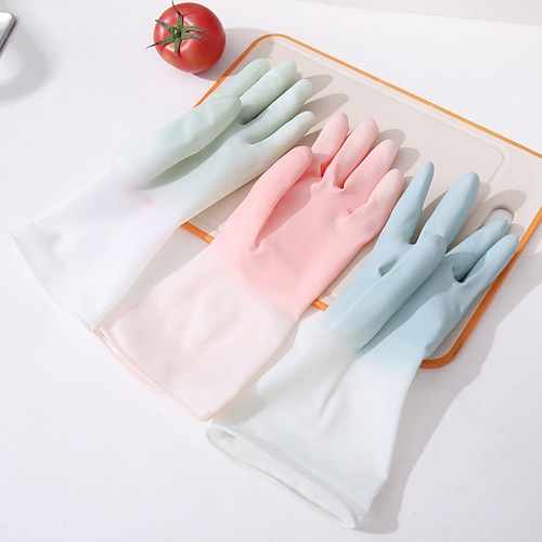 

Bathroom Kitchen Durable Waterproof Gloves Dishwashing Housework Cleaning Gloves Non-slip Thin Rubber Gloves