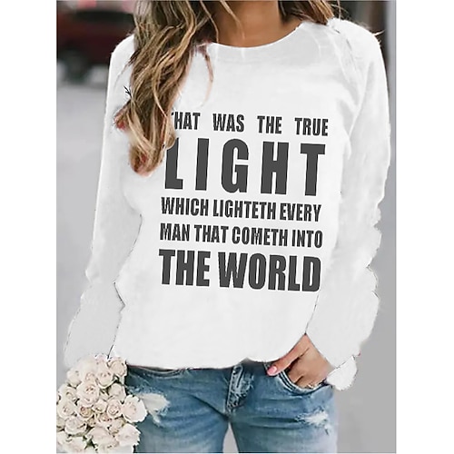 

Women's Sweatshirt Pullover Text Monograms Print Daily Sports Hot Stamping Active Streetwear Hoodies Sweatshirts White