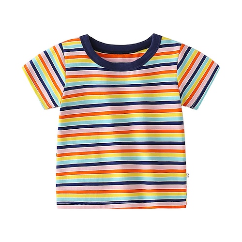 

Kids Boys T shirt Stripe School Short Sleeve Active 3-6 Years Spring Multicolor Navy Blue