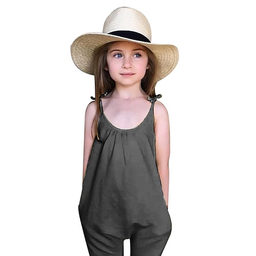 

Kids Girls' Jumpsuit Solid Colored Cute Vacation Cotton 2-8 Years Winter Black Yellow Orange