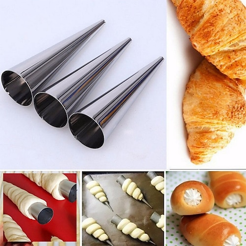 

Conical Tube Cone Roll Moulds High Quality Spiral Croissants Molds Pastry Cream Horn Cake Bread Mol