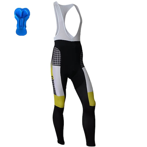 

21Grams Men's Cycling Bib Tights Bike Bottoms Mountain Bike MTB Road Bike Cycling Sports Polka Dot Geometic 3D Pad Cycling Breathable Quick Dry Yellow Polyester Spandex Clothing Apparel Bike Wear