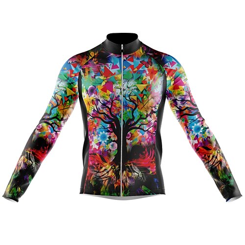 

Men's Cycling Jersey Long Sleeve Bike Jersey with 3 Rear Pockets Mountain Bike MTB Road Bike Cycling Cycling Breathable Ultraviolet Resistant Quick Dry Rough Black Polyester Sports Clothing Apparel