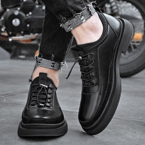

Men's Oxfords Sporty Look Comfort Shoes Sporty Casual Daily Outdoor Walking Shoes Leather Booties / Ankle Boots Black Gray Color Block Fall Spring