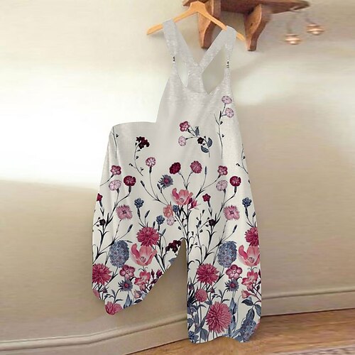

Women's Pants Trousers Jumpsuit Rompers Green Purple Yellow Mid Waist Fashion Casual Weekend Print Micro-elastic Full Length Comfort Butterfly S M L XL XXL