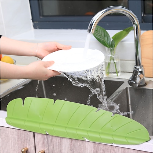 

Sink Water Splash Guards Fruit Vegetable Washing Dish Washing Baffle Board Creative Banana Leaf Water Barrier for Kitchen